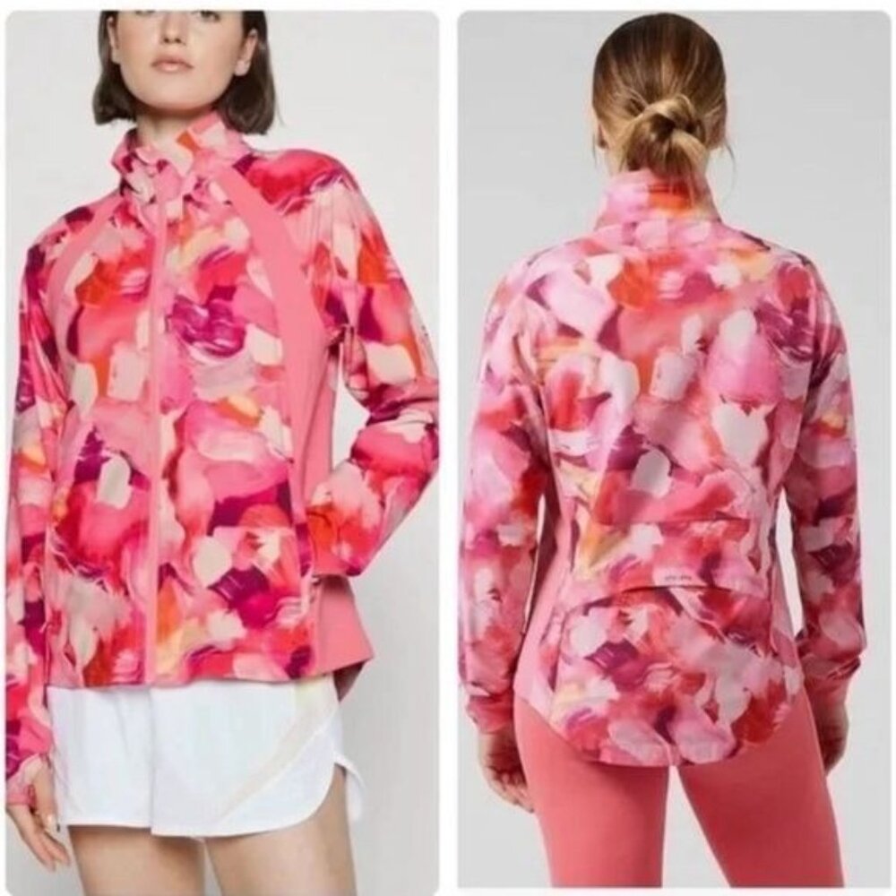 Athleta run with it floral‎ pink running jacket size S